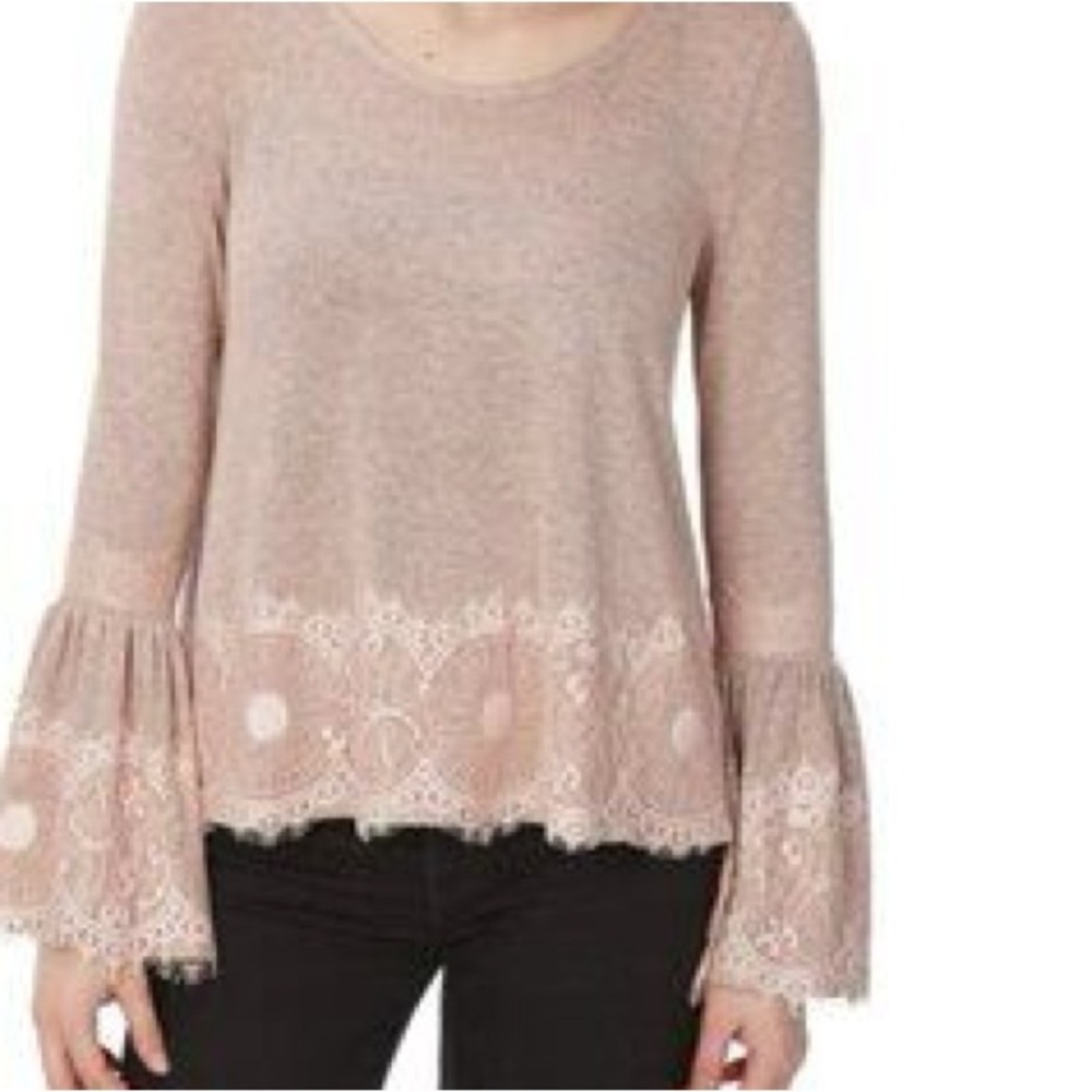 NWT Roz & Ali 3/4 Sleeve Lace trim on Hem & Sleeve Pullover Sweater Sz XL